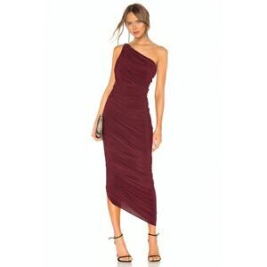 Norma Kamali Diana Gown in Plum Medium Ruffle Sleeveless Stretch Lined Party